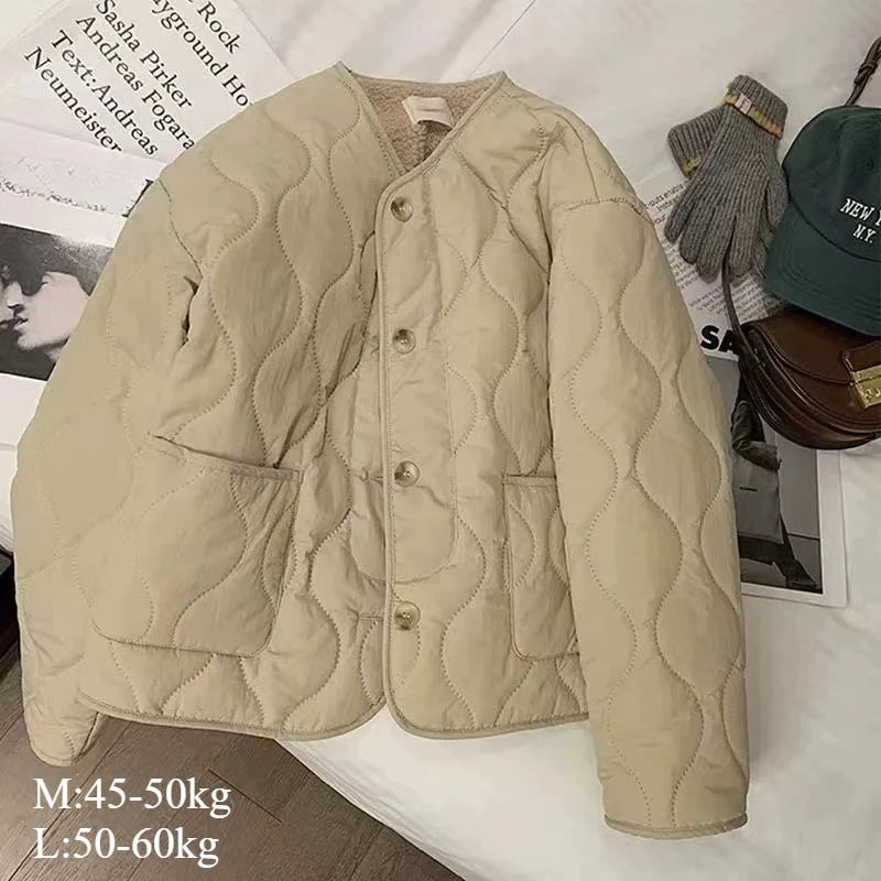 LVSANW Autumn Winter Down Cotton Jacket Women Imitation Lamb Female Loose Cotton Padded Coat Thick Casual Puffer Jacket Women Clothing