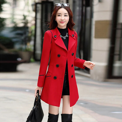 LVSANW Autumn Winter Women Wool Coat 2024 Ladies Woolen Long Coat Female Fashion Slim-fit Double-Breasted Jacket with Belt S-3XL