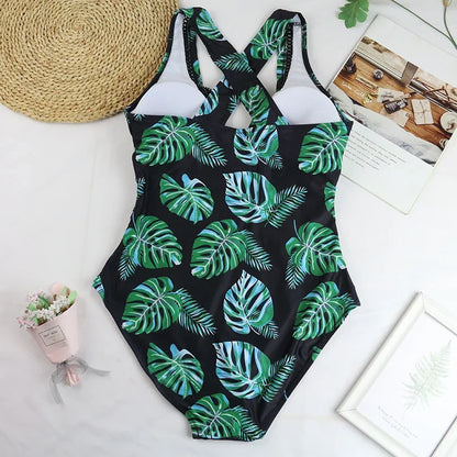 LVSANW Blossomora Black Mesh Deep V-neck Cross One-Piece Swimsuit For Women Sexy Backless Monokini 2024 Beach Bathing Suits Swimwear