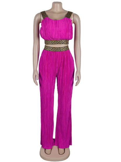 LVSANW Bonnie Forest Elegant Sleeveless Printed Rcuhed Crop Top And Palazzo Pants Set Chic Tracksuit Female Clubwear Night Club Outfits