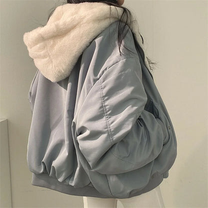 LVSANW Both Sides Thicken Coat New Zipper Hooded Women Winter Jacket Oversized Elegant Solid Fashion Warm Coats Casual Ladies Outerwear