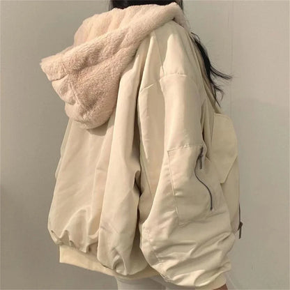 LVSANW Both Sides Thicken Coat New Zipper Hooded Women Winter Jacket Oversized Elegant Solid Fashion Warm Coats Casual Ladies Outerwear