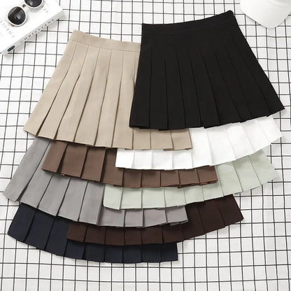 LVSANW Brown Skirt Ladies 2024 Summer Clothes Women's High Waist Harajuku Korean Style Black Mini Pleated Skirt For School Girl Uniform