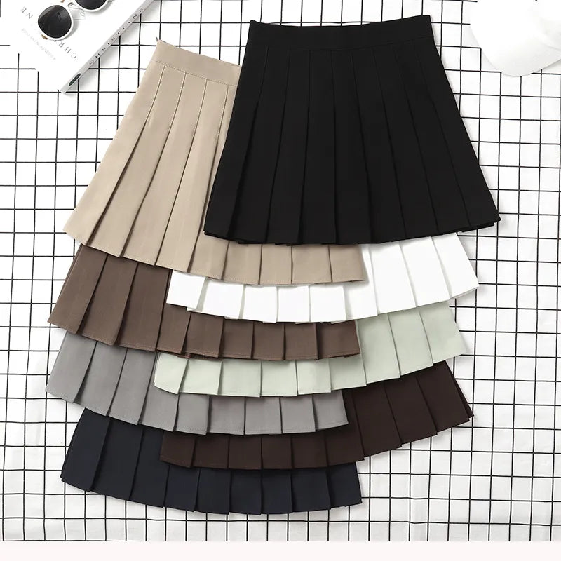 LVSANW Brown Skirt Ladies 2024 Summer Clothes Women's High Waist Harajuku Korean Style Black Mini Pleated Skirt For School Girl Uniform