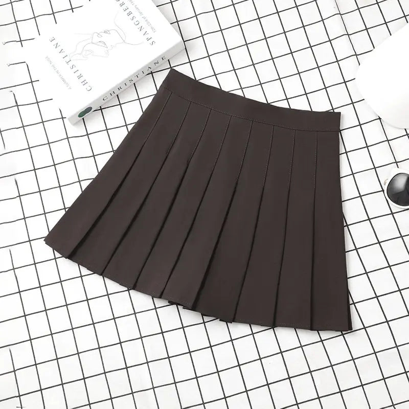 LVSANW Brown Skirt Ladies 2024 Summer Clothes Women's High Waist Harajuku Korean Style Black Mini Pleated Skirt For School Girl Uniform