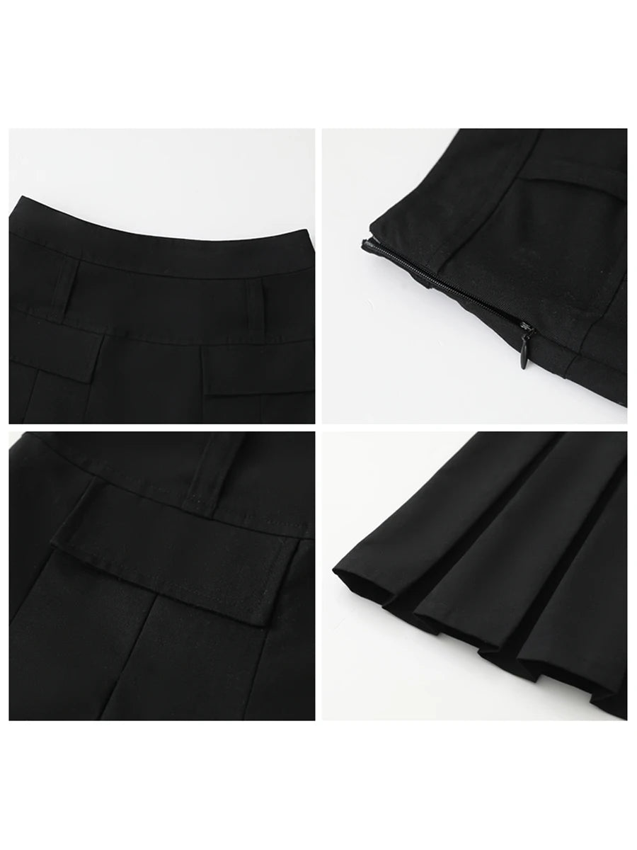 LVSANW CHIC VEN Women Skirts Black Loose New British H-shaped High Waisted Female Pleated Half A-line Long Skirt Spring Summer 2024