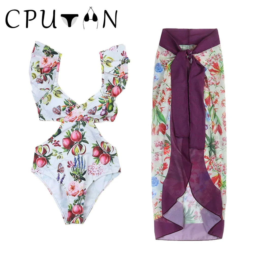 LVSANW CPUTAN 2024 New 3D Flower Women Swimwear High Waist Bikini Swimsuit Sexy Summer Beachwear Push Up Bikinis Set Bathing Suit Dress