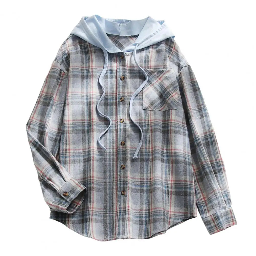 LVSANW Cardigan Shirt Single-breasted Designed Sense Plaid Pattern Loose Office Hoodie Shirt Thick Autumn Shirt Female Clothing