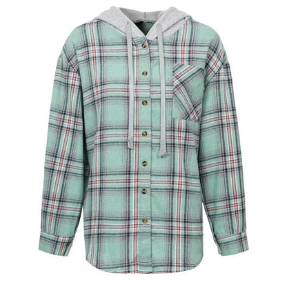 LVSANW Cardigan Shirt Single-breasted Designed Sense Plaid Pattern Loose Office Hoodie Shirt Thick Autumn Shirt Female Clothing