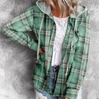 LVSANW Cardigan Shirt Single-breasted Designed Sense Plaid Pattern Loose Office Hoodie Shirt Thick Autumn Shirt Female Clothing