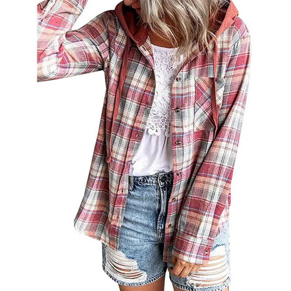 LVSANW Cardigan Shirt Single-breasted Designed Sense Plaid Pattern Loose Office Hoodie Shirt Thick Autumn Shirt Female Clothing