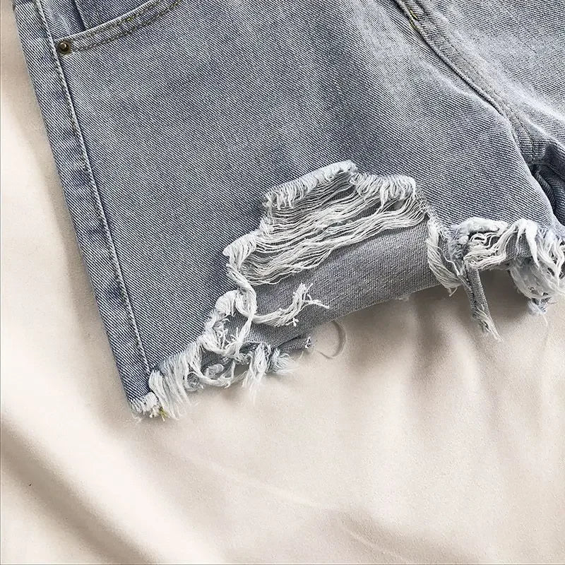 LVSANW Casual High Waist Denim Shorts Women Summer Pocket Tassel Hole Ripped jeans Short Female Femme Short Pants Women