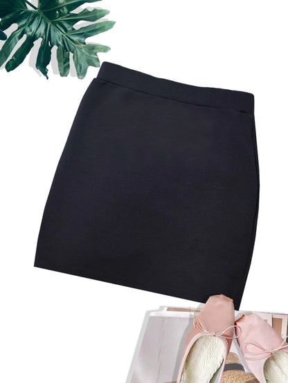 LVSANW Casual High-waist A-line Mini Skirts Black Solid Elegant OL Skirts Slimming Short Dress Belly Covering Summer Skirts