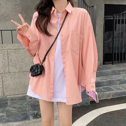 LVSANW Casual Loose White Shirt for Women Oversize Basic Long Sleeve Button Up Blouse Female Autumn Winter All-match Lapel Shirts Coat