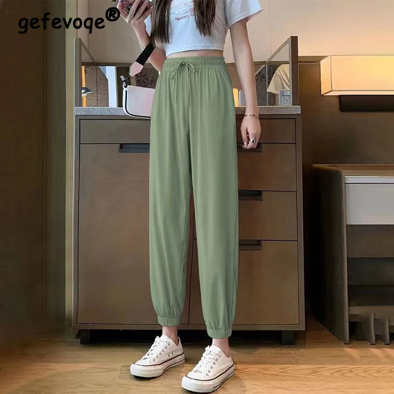 LVSANW Clothes for Women 2024 Summer Korean Fashion Casual Streetwear Harem Pants Y2K Female High Waist Solid Loose Trousers Pantalones