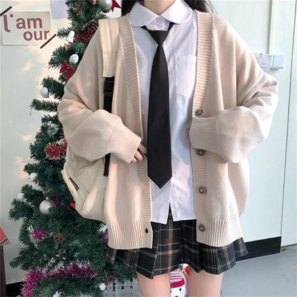 LVSANW College style women's cardigan spring and autumn 2024 new middle and high school student sweaters preppy girls cardigans coats