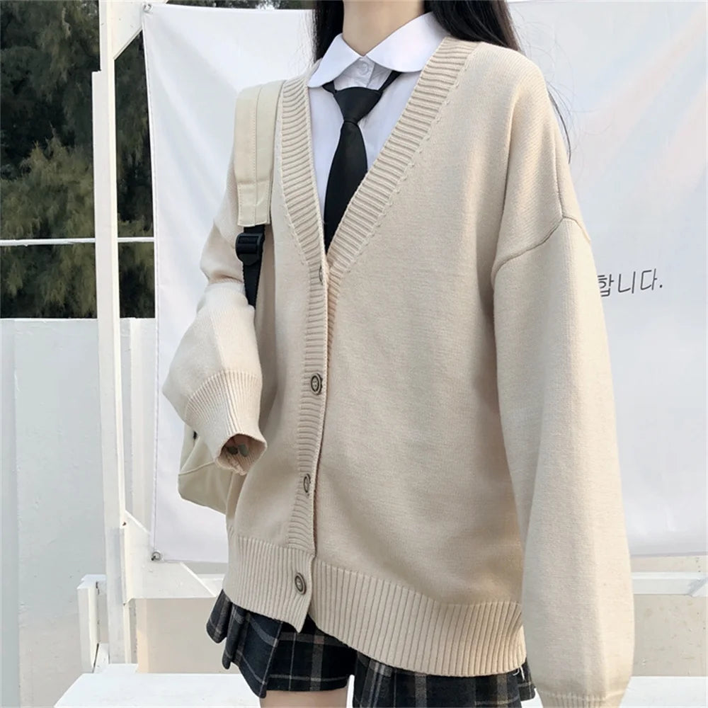 LVSANW College style women's cardigan spring and autumn 2024 new middle and high school student sweaters preppy girls cardigans coats