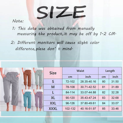 LVSANW Cotton Linen Capris Women Jogging Pants Classic Solid Color Bandage Pants Loose Double Pocket Trousers Leisure Streetwear