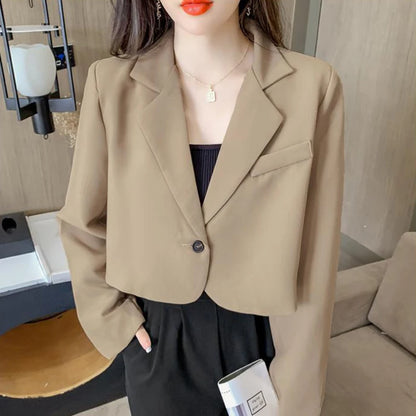 LVSANW Cropped Blazers for Women 2025 New Korean Fashion Long Sleeve Button Up Suit Jacket Woman Elegant All Match Office Blazer Female