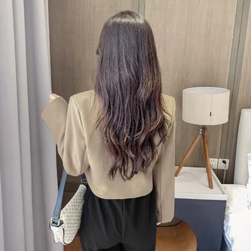 LVSANW Cropped Blazers for Women 2025 New Korean Fashion Long Sleeve Button Up Suit Jacket Woman Elegant All Match Office Blazer Female