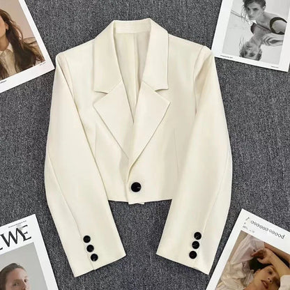 LVSANW Cropped Blazers for Women 2025 New Korean Fashion Long Sleeve Button Up Suit Jacket Woman Elegant All Match Office Blazer Female