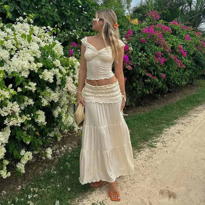 LVSANW DGLUKE Fashion Summer Outfits For Women Crop Top And Long Skirt 2 Piece Set Women Beach Holiday Outfit 2024 New In Matching Sets