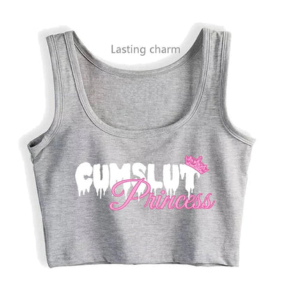 LVSANW Daddy's Princess Design Breathable Slim Fit Tank Top Adult Humor Fun Flirty Print Crop Tops Summer Camisole Gym Vest