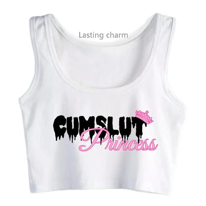 LVSANW Daddy's Princess Design Breathable Slim Fit Tank Top Adult Humor Fun Flirty Print Crop Tops Summer Camisole Gym Vest