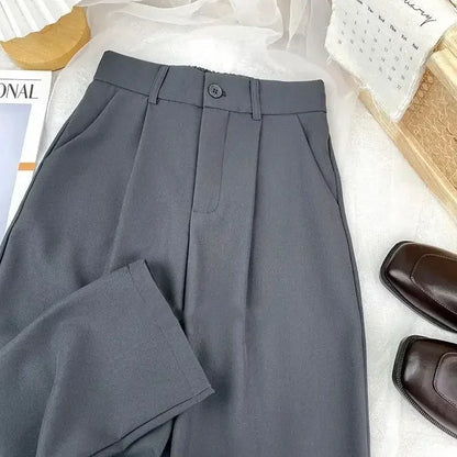 LVSANW Elastic High Waist Pants Women 2024 Spring Summer Casual Loose Solid Pencil Trouser Office Ladies Work Nine Points Suit Pant