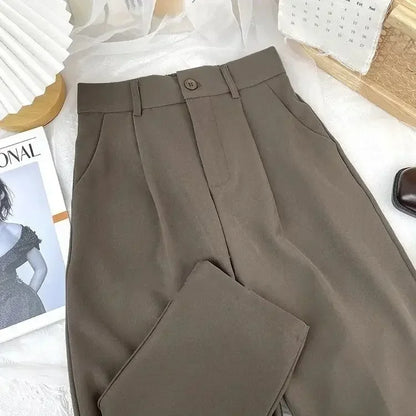 LVSANW Elastic High Waist Pants Women 2024 Spring Summer Casual Loose Solid Pencil Trouser Office Ladies Work Nine Points Suit Pant