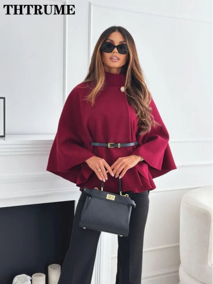 LVSANW Elegant Autumn Solid Jackets Fashion Women Single Breasted Batwing Sleeve Thick New Coats Casual Loose Office Lady Chic jacket