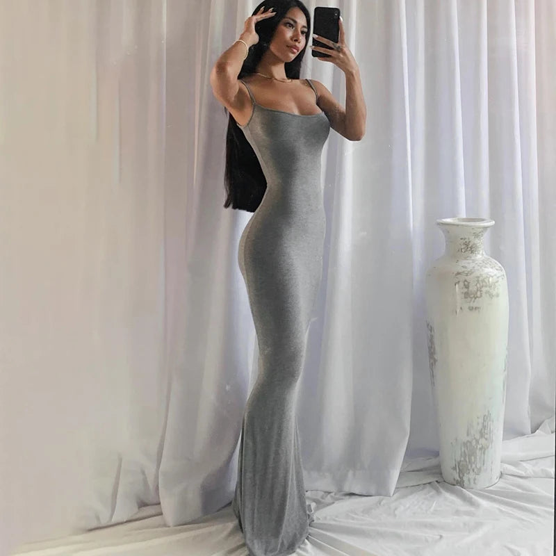 LVSANW Elegant Bodycon Maxi Dress Women Summer 2024 Sleeveless Backless Sexy Outfits Party Club Sundress Black Birthday Dresses Clothes