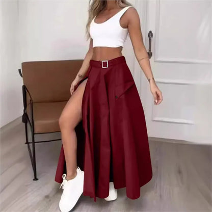 LVSANW Elegant Skirts For Women Clothing Trend 2025 Casual Spring Summer Fashion High Waist Irregular Zipper Pockets Female Long Skirt