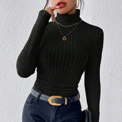 LVSANW Elegant Solid Basic Knitted Tops New Women Turtlneck Sweater Long Sleeve Casual Slim Pullover Fashion Simple Style Design