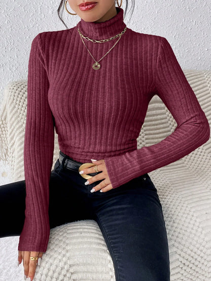 LVSANW Elegant Solid Basic Knitted Tops New Women Turtlneck Sweater Long Sleeve Casual Slim Pullover Fashion Simple Style Design