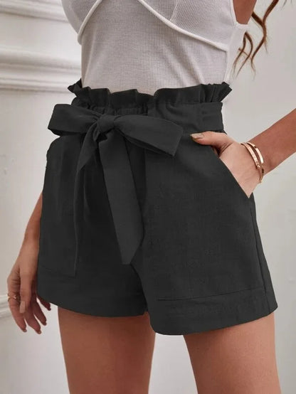 LVSANW Europe and America Cross border New Summer Women's Loose Linen Casual Shorts Pockets Solid Large High Waist Wide Leg Pants