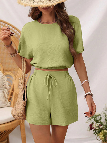 LVSANW European and American 2024 Women's Summer Cross-Border New Elegant fashion Jumpsuit With Waist Tied Casual Loose Wide leg Shorts