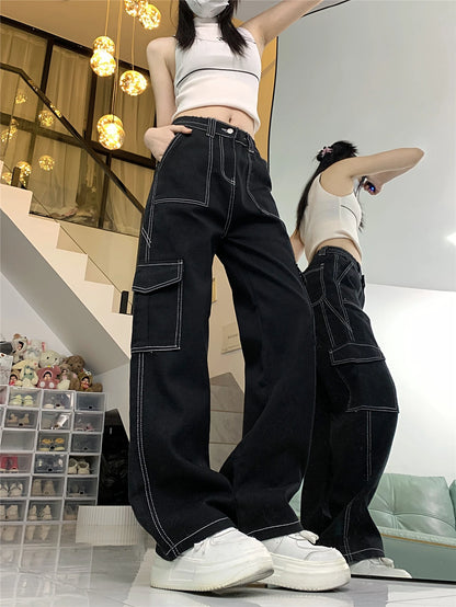 LVSANW European and American Style Cargo Pants Women Streetwear All-match Jeans for Women Summer New Trendy 2024 Woman Jeans