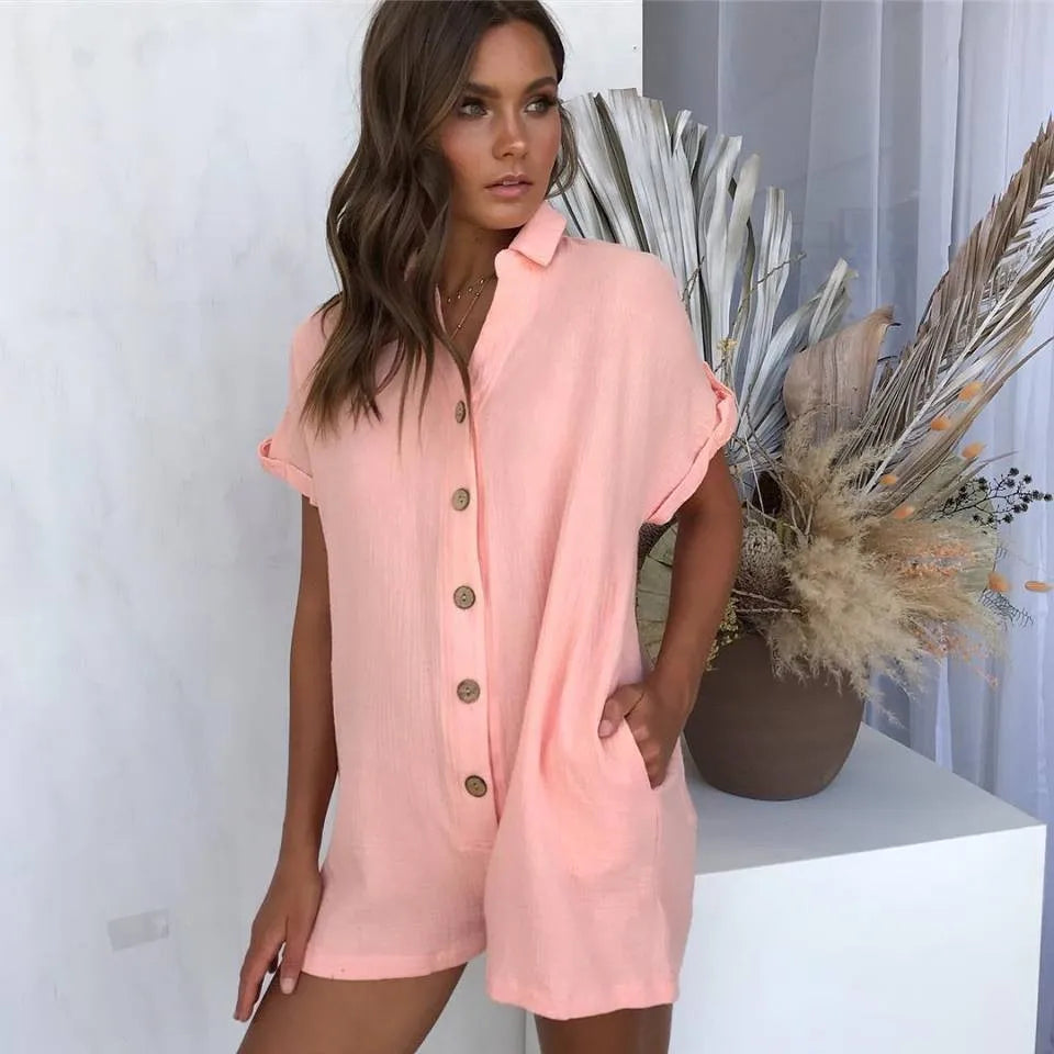 LVSANW European and American fashion women's spring/summer new product Ebay hot selling shirt button up jumpsuit