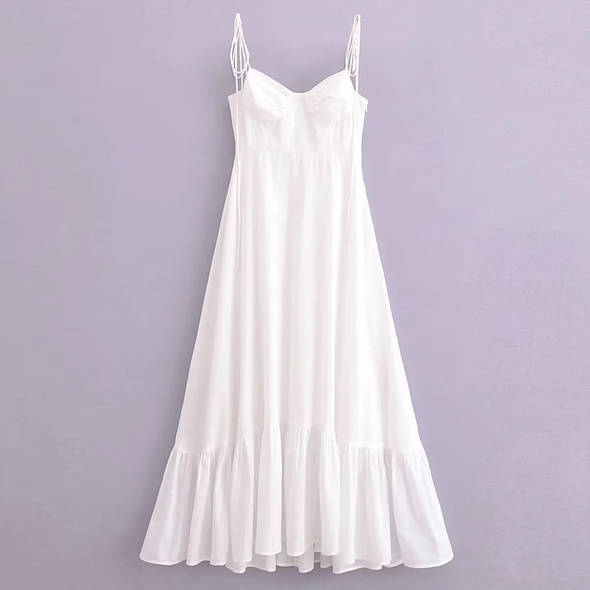 LVSANW European and American style summer women's new 2024 fashionable white sleeveless poplin suspender dress