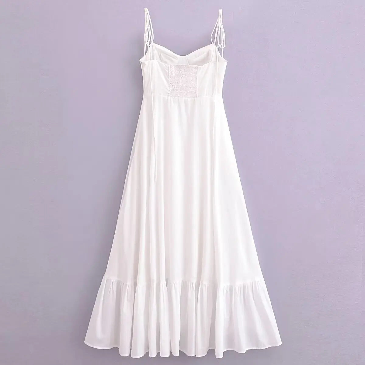 LVSANW European and American style summer women's new 2024 fashionable white sleeveless poplin suspender dress