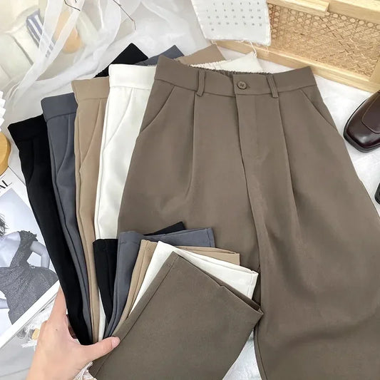 LVSANW Fall Spring Black Suit Haren Pants Women Fashion Elastic High Waist Casual Trousers Woman Korean Style Solid Office Pant 2023