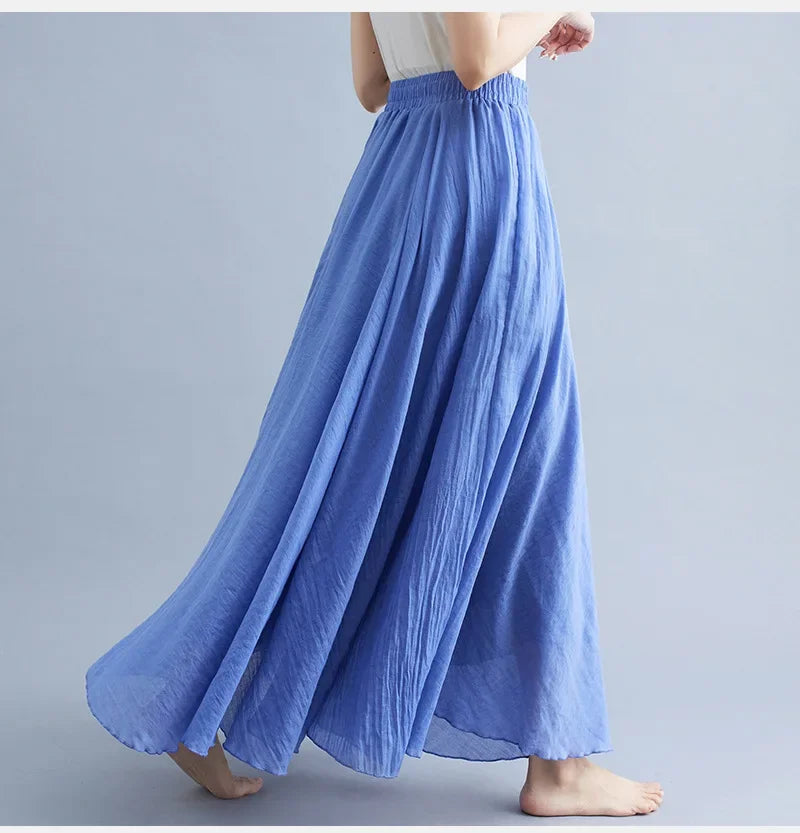 LVSANW Fashion Cotton Linen Clothes Women Skirts Maxi Y2k Elegant Beach Saia Ropa Mujer Casual Vestido Boho Long Skirt Faldas Harajuku