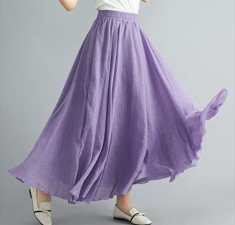 LVSANW Fashion Cotton Linen Clothes Women Skirts Maxi Y2k Elegant Beach Saia Ropa Mujer Casual Vestido Boho Long Skirt Faldas Harajuku