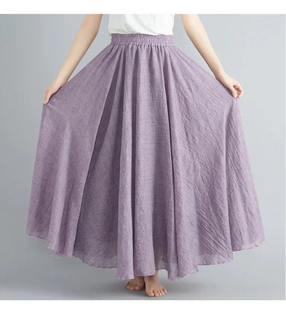 LVSANW Fashion Cotton Linen Clothes Women Skirts Maxi Y2k Elegant Beach Saia Ropa Mujer Casual Vestido Boho Long Skirt Faldas Harajuku