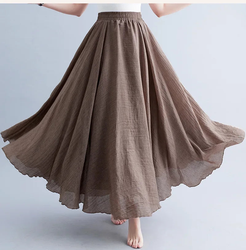 LVSANW Fashion Cotton Linen Clothes Women Skirts Maxi Y2k Elegant Beach Saia Ropa Mujer Casual Vestido Boho Long Skirt Faldas Harajuku