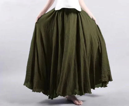 LVSANW Fashion Cotton Linen Clothes Women Skirts Maxi Y2k Elegant Beach Saia Ropa Mujer Casual Vestido Boho Long Skirt Faldas Harajuku