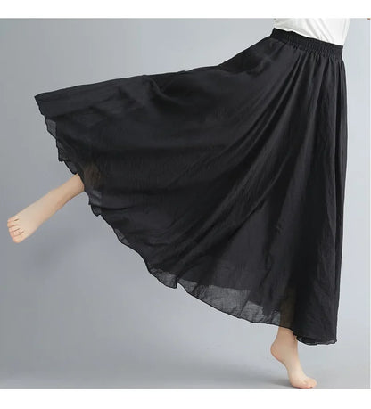 LVSANW Fashion Cotton Linen Clothes Women Skirts Maxi Y2k Elegant Beach Saia Ropa Mujer Casual Vestido Boho Long Skirt Faldas Harajuku