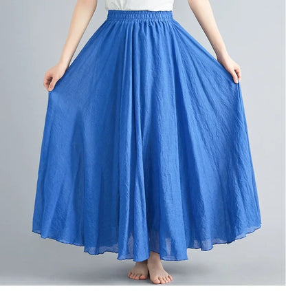 LVSANW Fashion Cotton Linen Clothes Women Skirts Maxi Y2k Elegant Beach Saia Ropa Mujer Casual Vestido Boho Long Skirt Faldas Harajuku