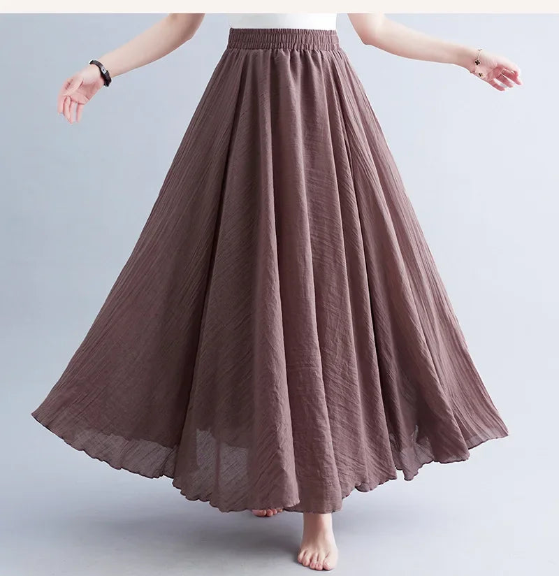 LVSANW Fashion Cotton Linen Clothes Women Skirts Maxi Y2k Elegant Beach Saia Ropa Mujer Casual Vestido Boho Long Skirt Faldas Harajuku